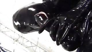 2 lesbian mastubed in latex catsuit with stapo