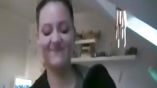 Brunette cocksucker eats cum