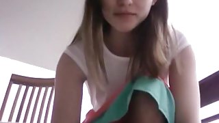 Hot girl plays with herself on the balcony of her apartment