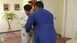 Battling at karate practice and fucking bareback with his Latino lover